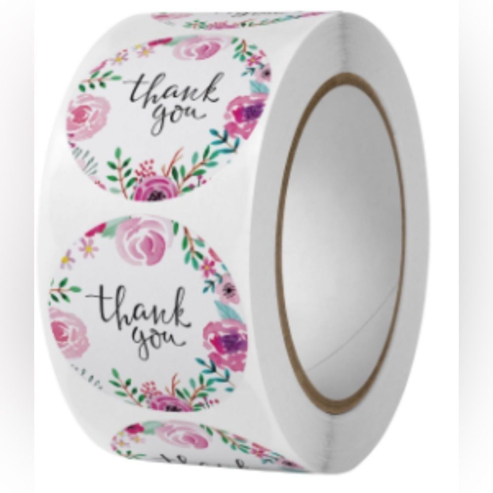 1in stickers - Thank You - Round Pink - Small Business/Baby Shower stickers - Picture 2 of 2